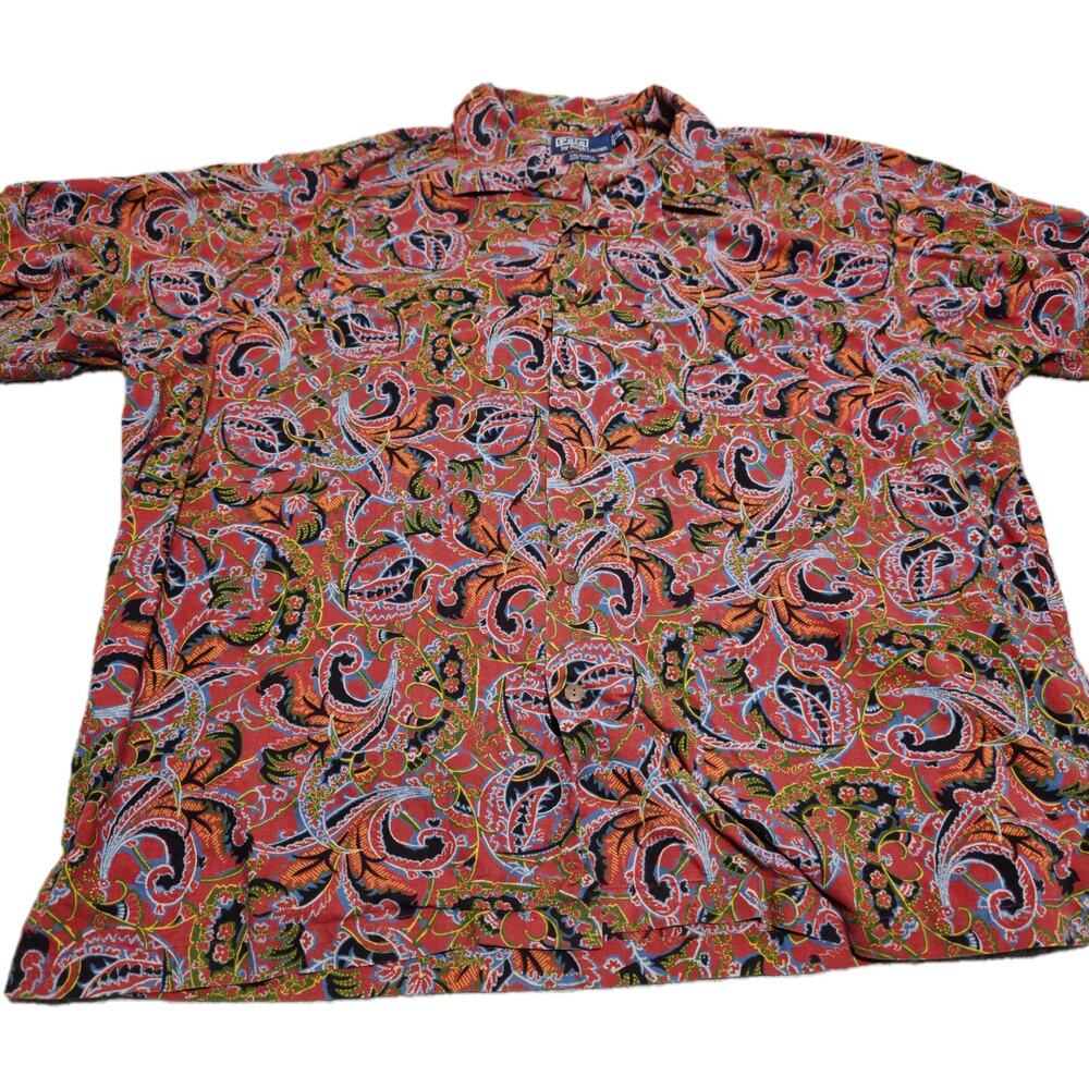 90s Vintage Polo Ralph Lauren Shirt Mens 2XL Caldwell Red Floral Paisley